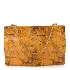 Spazzolato Calfskin Chain Clutch Gold Marble