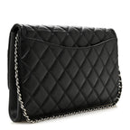 Caviar Quilted Clutch With Chain Flap Black