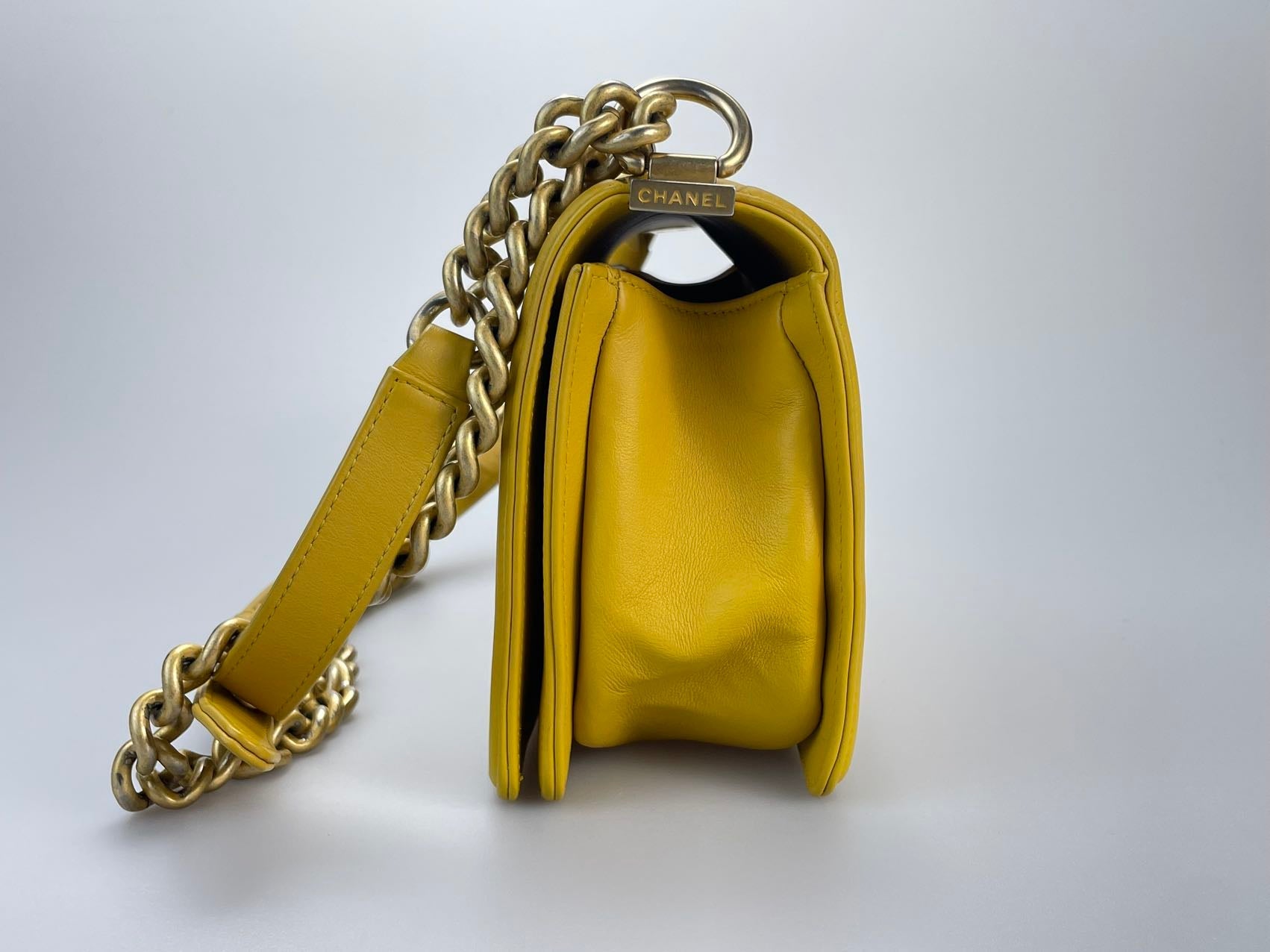Chanel Le boy Medium in Lemon Yellow Bag with Gold Hardware