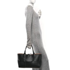 Nappa Maxi Intrecciato Medium Arco Tote Black Tan