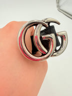 Belt Luxury Designer By Gucci In Black & Silver