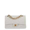 Chanel Vintage White Classic Double Flap Bag with 24k Gold Hardware