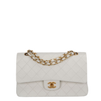 Chanel Vintage White Classic Double Flap Bag with 24k Gold Hardware