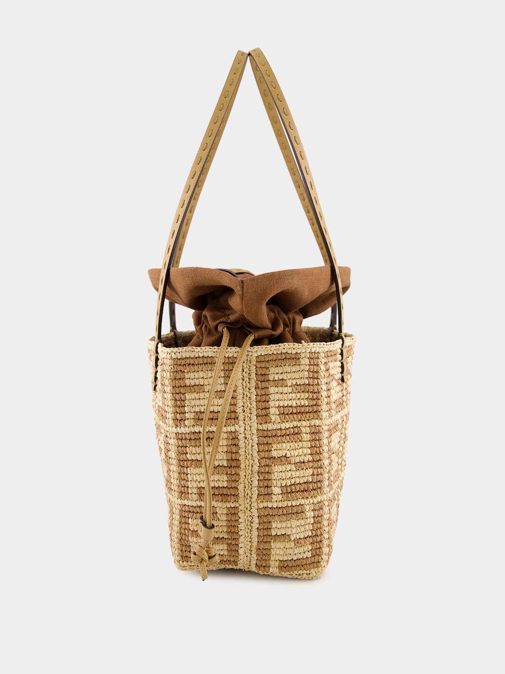 Beige Raffia Crochet Shopper Bag