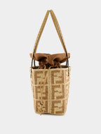 Beige Raffia Crochet Shopper Bag