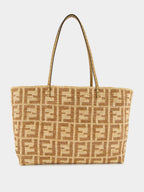 Beige Roll Large Raffia Crochet Shopper