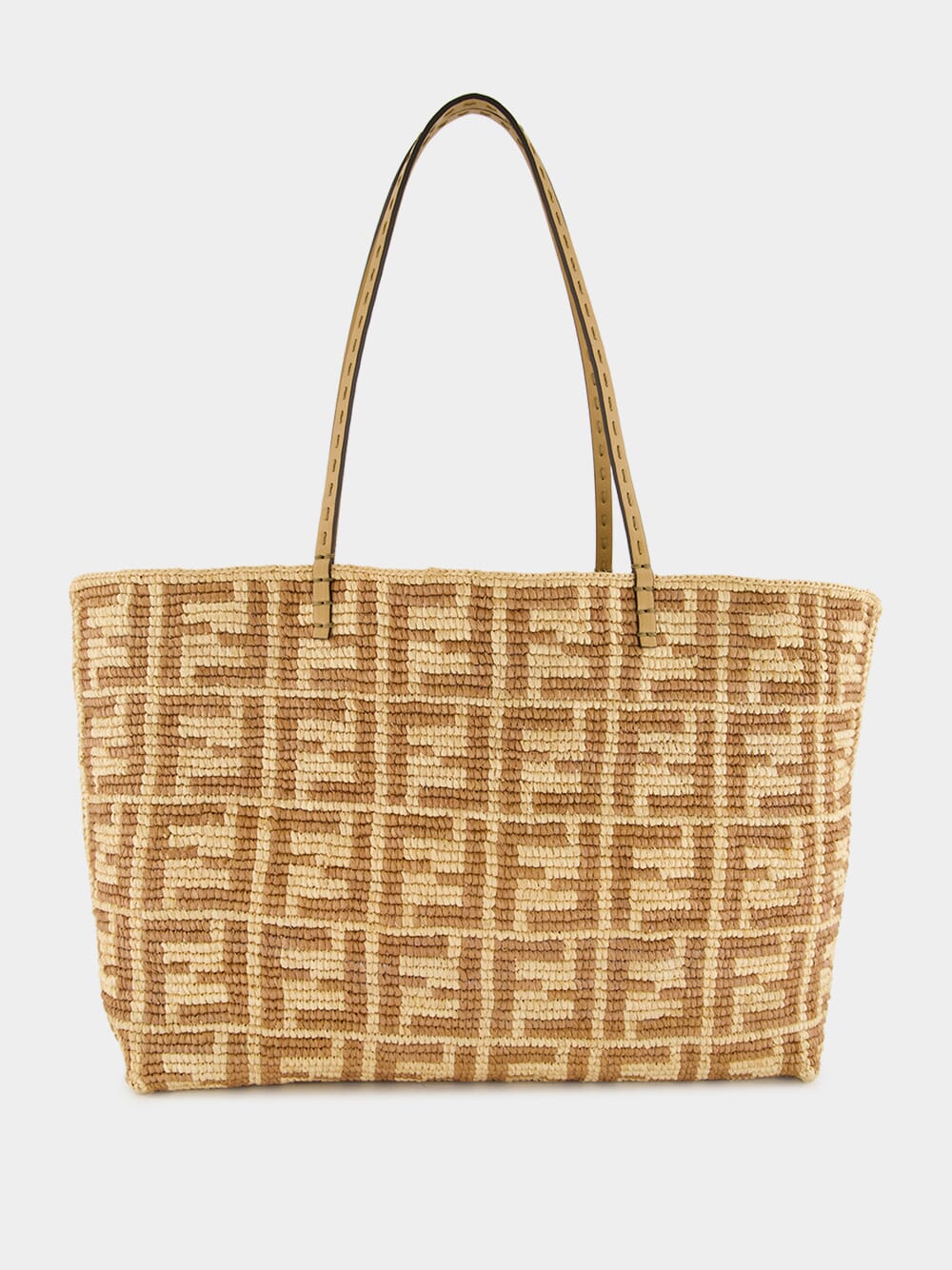 Beige Roll Large Raffia Crochet Shopper
