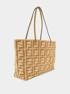 Beige Roll Large Raffia Crochet Shopper