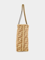 Beige Roll Large Raffia Crochet Shopper