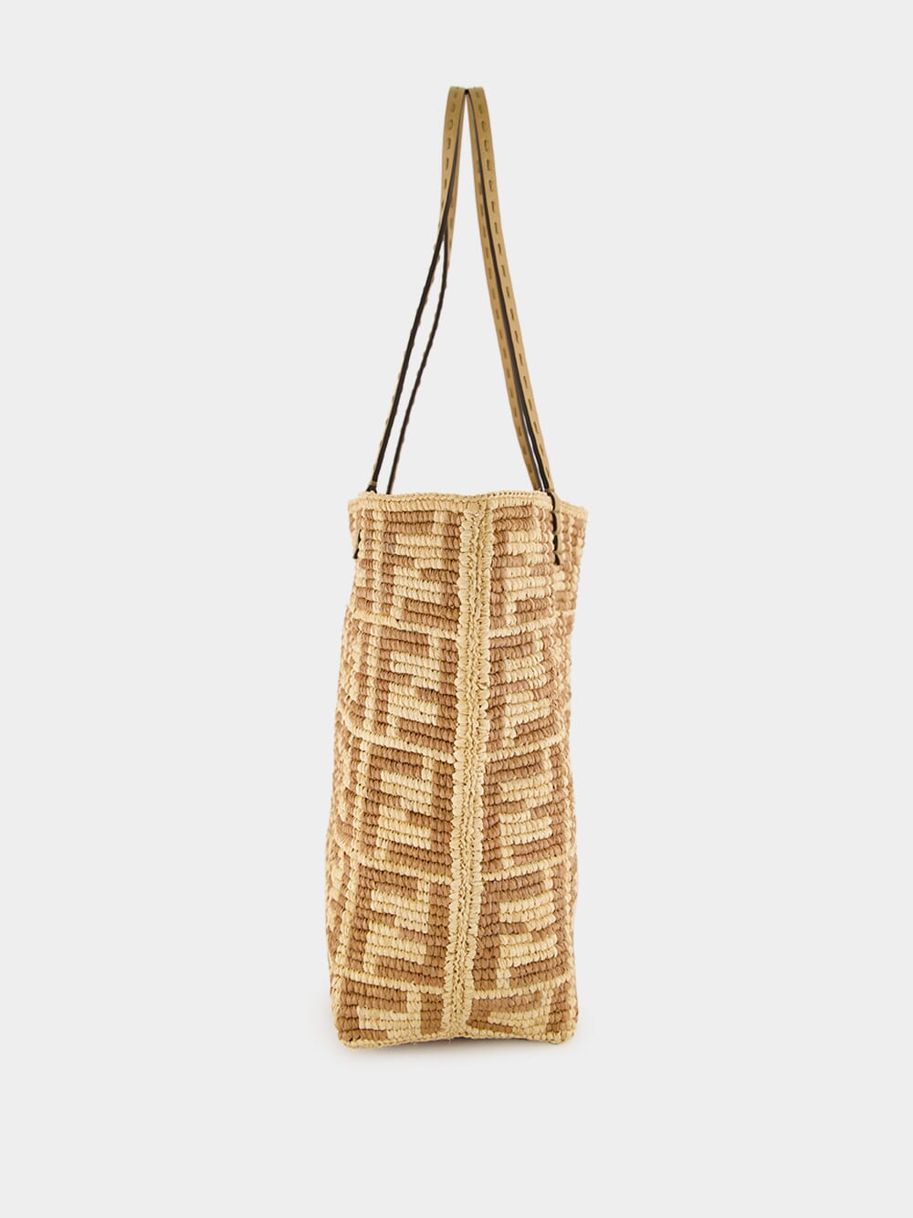 Beige Roll Large Raffia Crochet Shopper