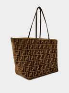 Dark Brown Roll Large Jacquard Velvet Shoulder Bag