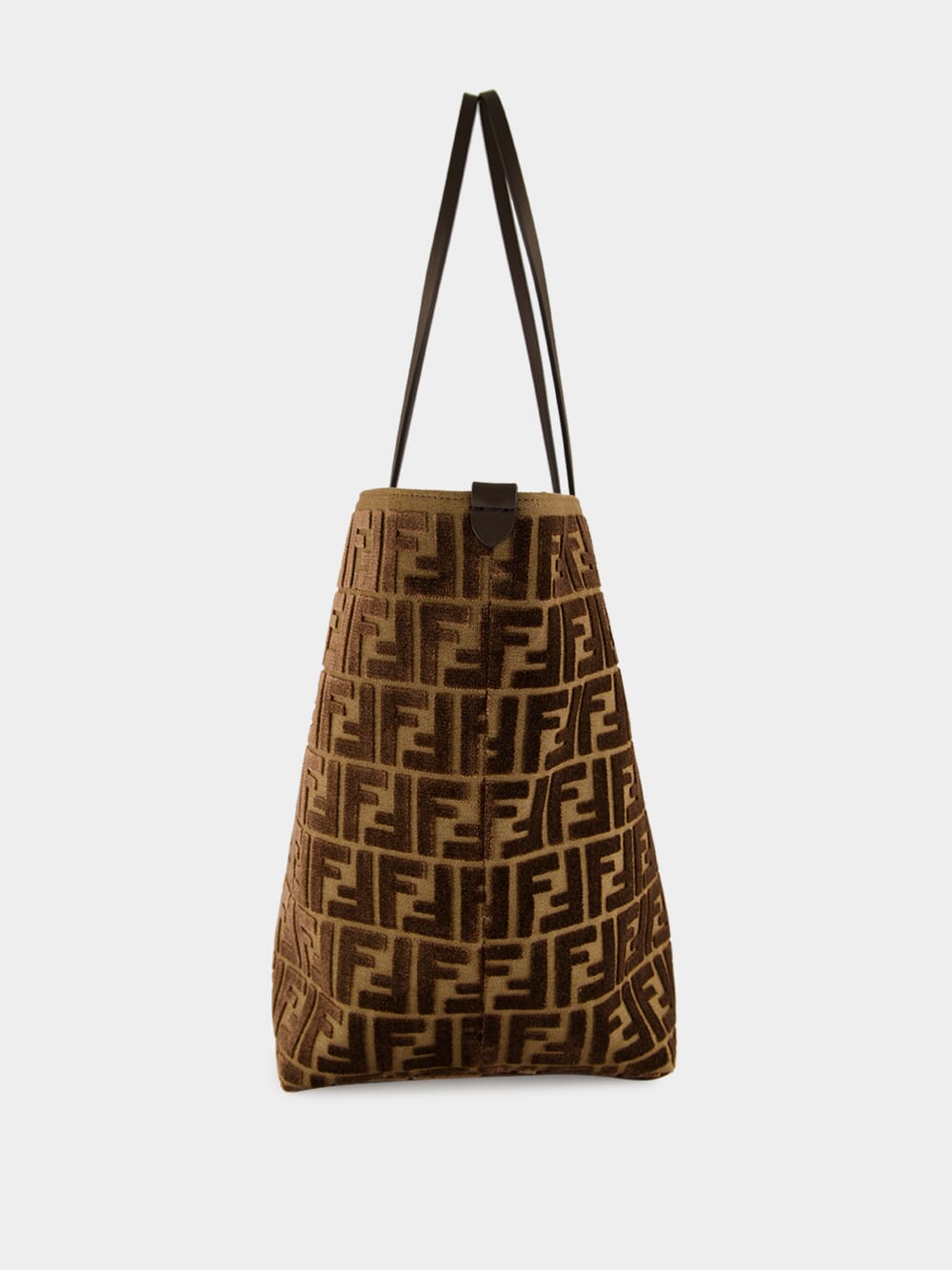 Dark Brown Roll Large Jacquard Velvet Shoulder Bag