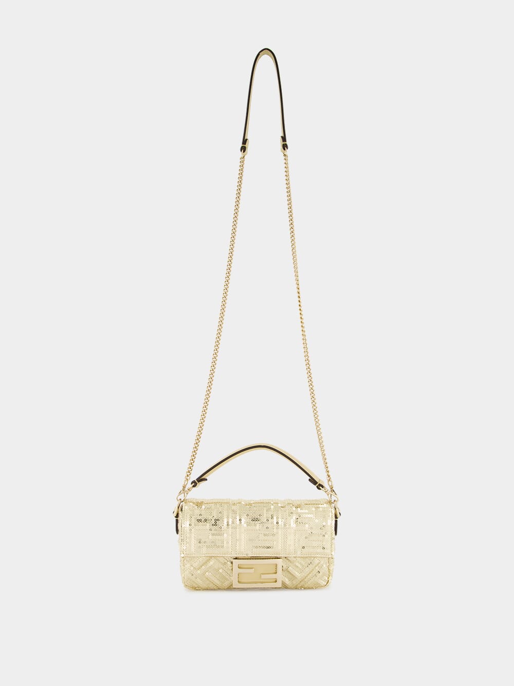 Gold Mini Baguette Sequin Bag