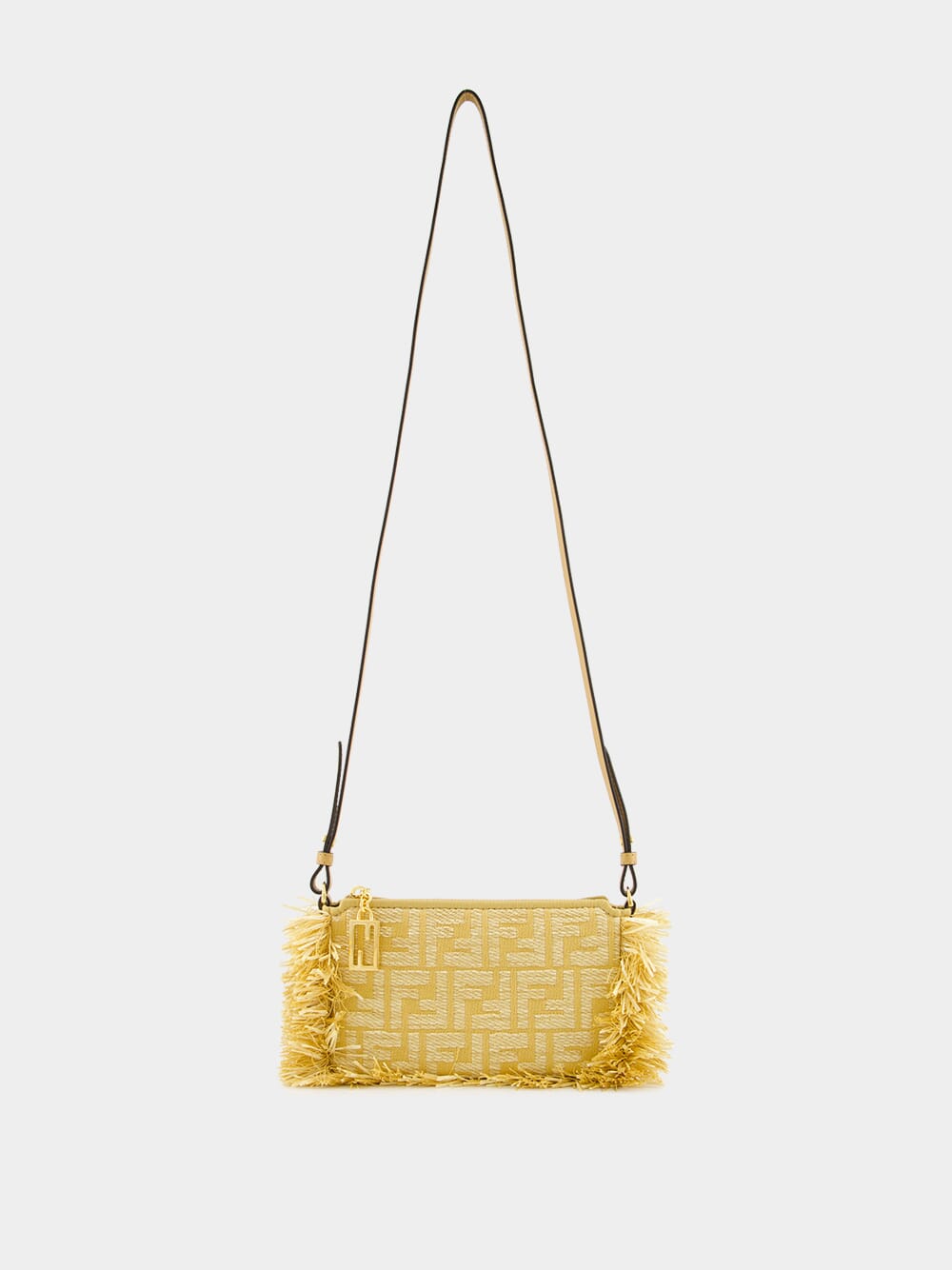 Beige Jacquard Baguette Pouch