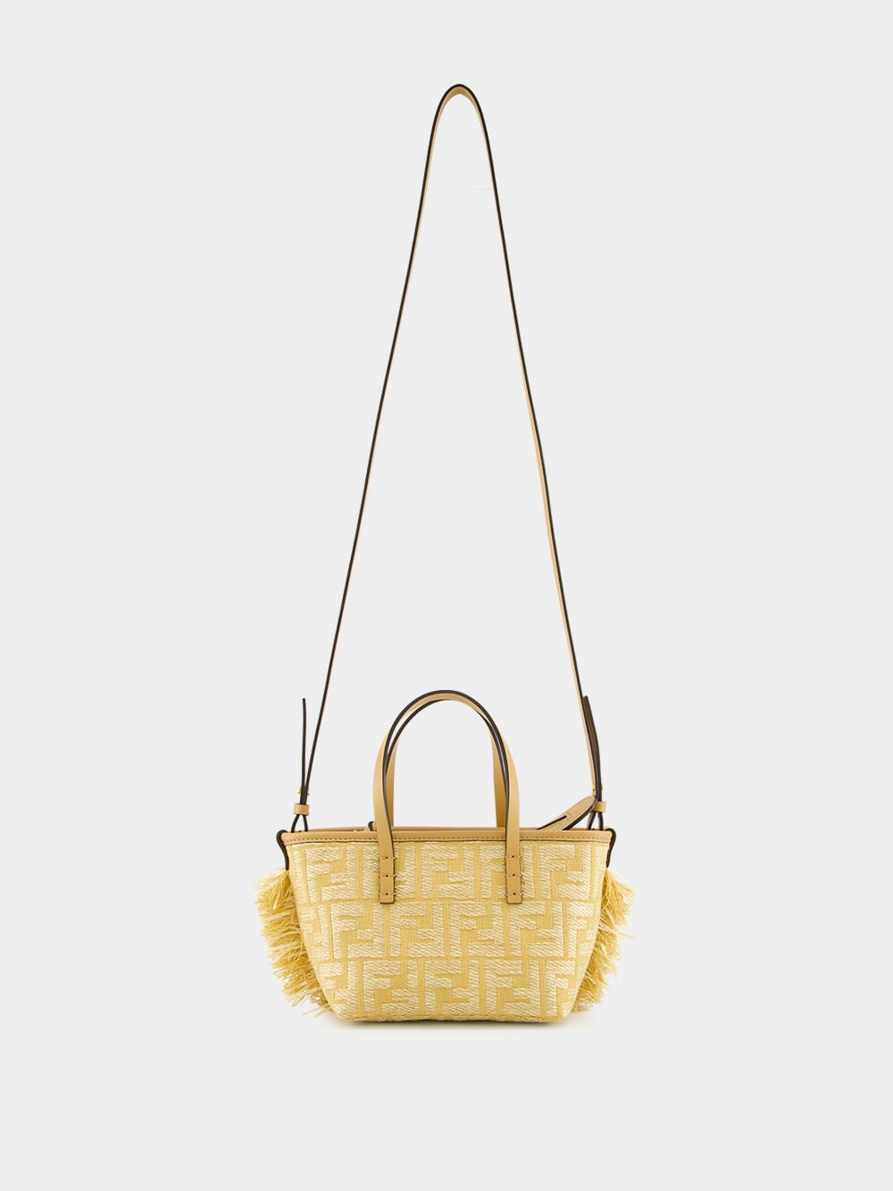 Beige Mini Roll Raffia Jacquard Bag