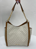Handbag Designer By Michael Kors In Tan & White, Size:Large