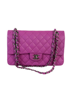 Chanel Medium Classic Double Flap Bag in Purple Leliac Lambskin Leather Silver Hardware