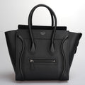 CELINE Micro Luggage Leather Handbag in Black