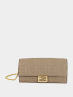 Dove Grey Nappa Leather Baguette Wallet with Chain