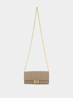 Dove Grey Nappa Leather Baguette Wallet with Chain