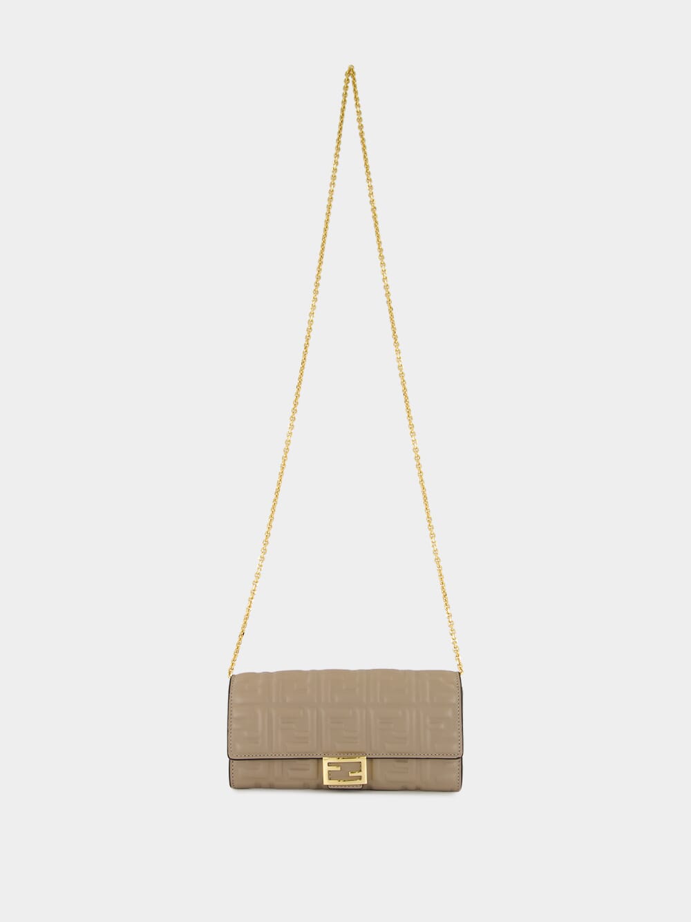 Dove Grey Nappa Leather Baguette Wallet with Chain