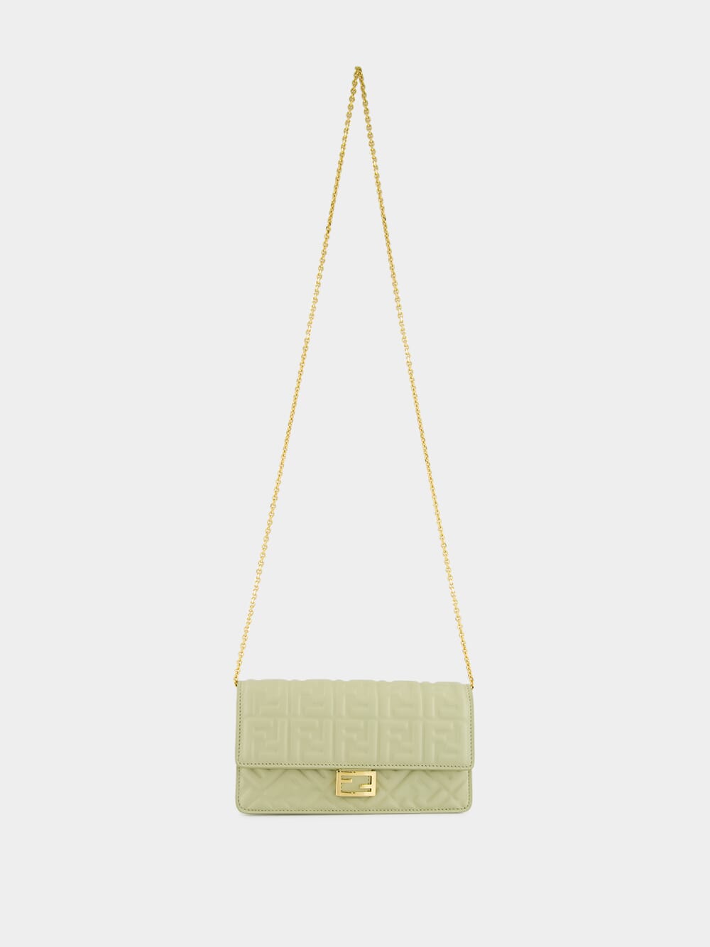 Sage Green Nappa Leather with FF Motif Baguette