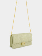 Sage Green Nappa Leather with FF Motif Baguette