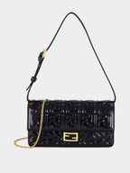 Black Patent Leather FF Wallet on Chain