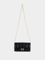 Black Patent Leather FF Wallet on Chain