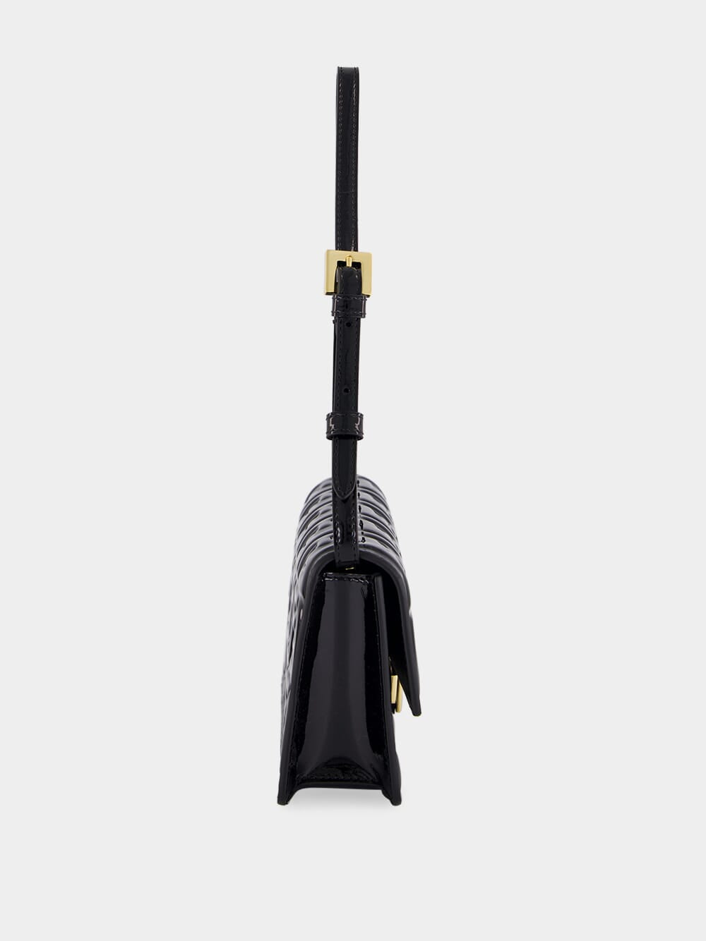 Black Patent Leather FF Wallet on Chain