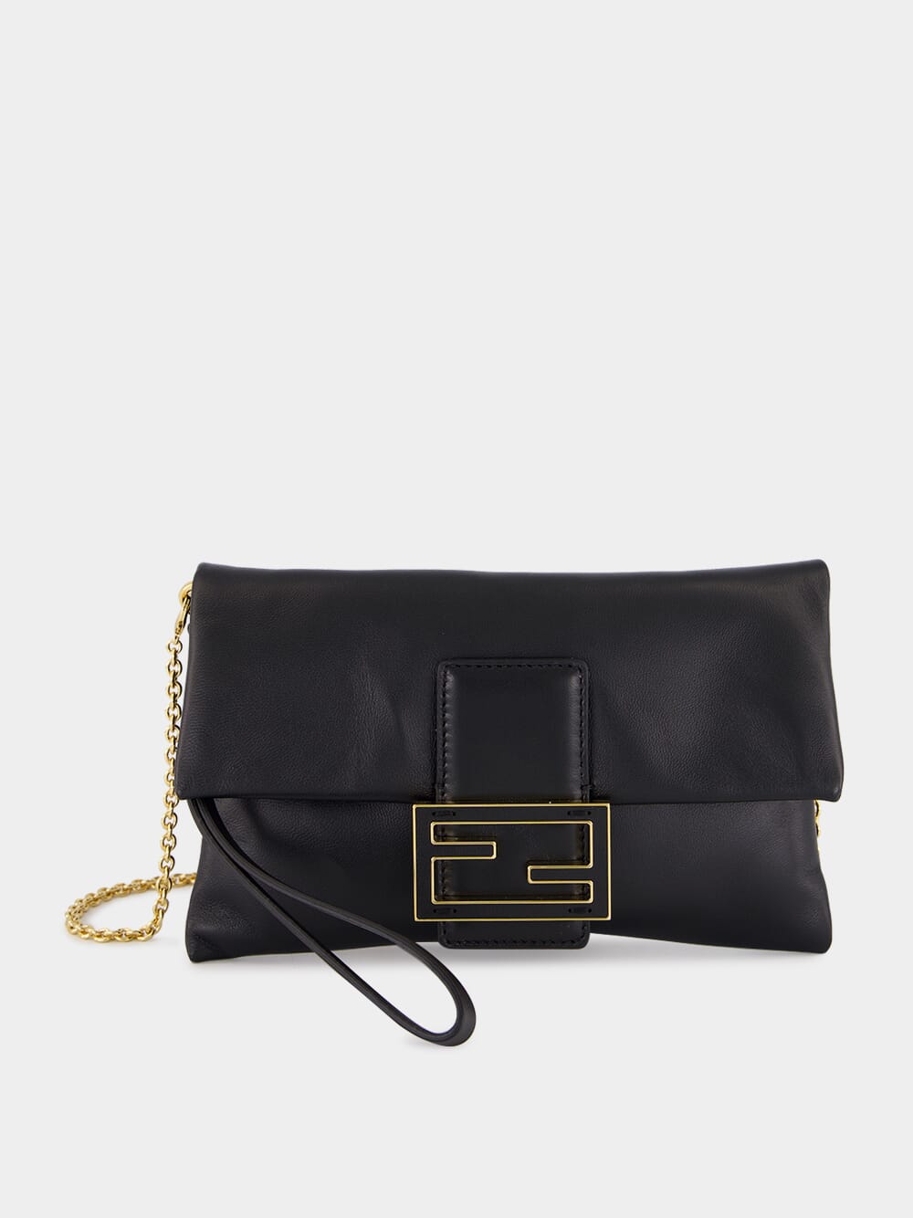 Black Nappa Leather Mamma Baguette Pouch
