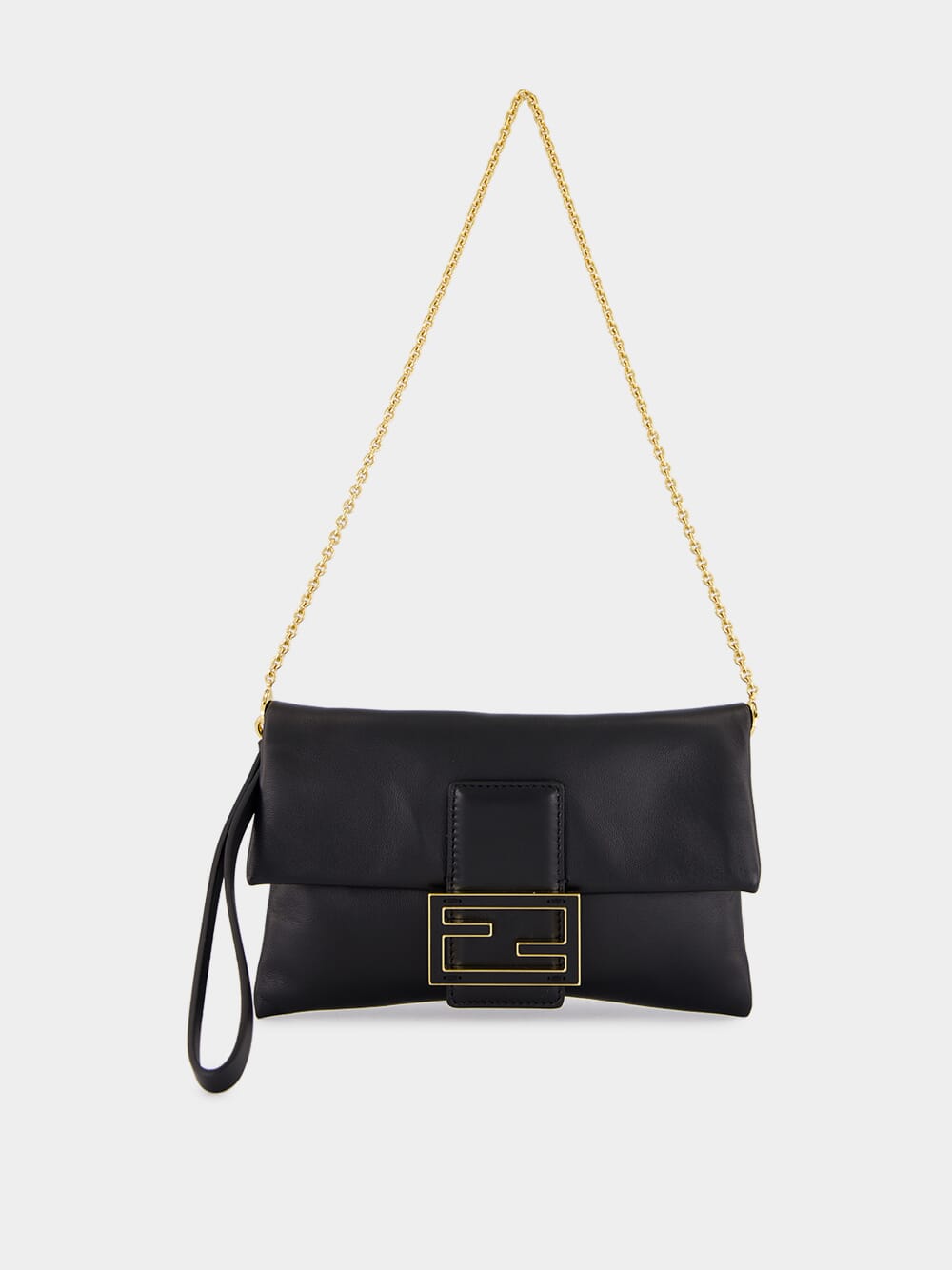 Black Nappa Leather Mamma Baguette Pouch