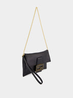 Black Nappa Leather Mamma Baguette Pouch