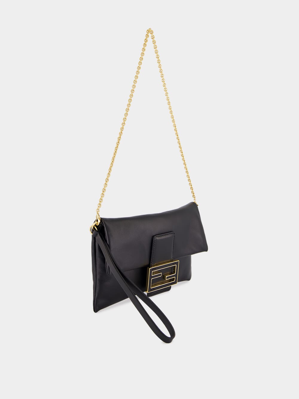 Black Nappa Leather Mamma Baguette Pouch