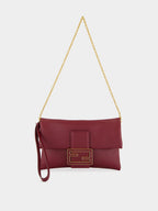 Burgundy Nappa Leather Mamma Baguette Pouch