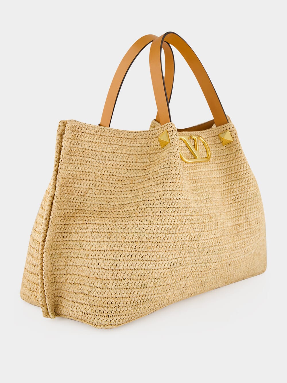Natural and Saddle Brown Medium Straw Tote