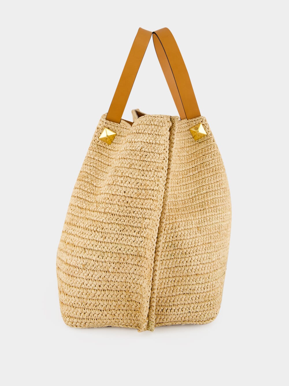 Natural and Saddle Brown Medium Straw Tote