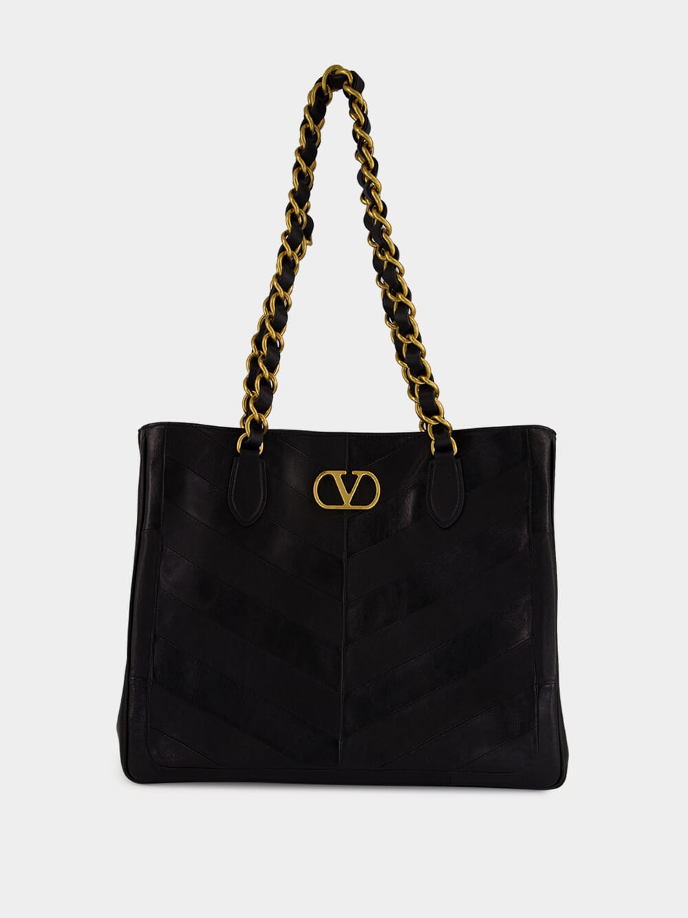 Black Laseine Nappa Leather Shopping Bag
