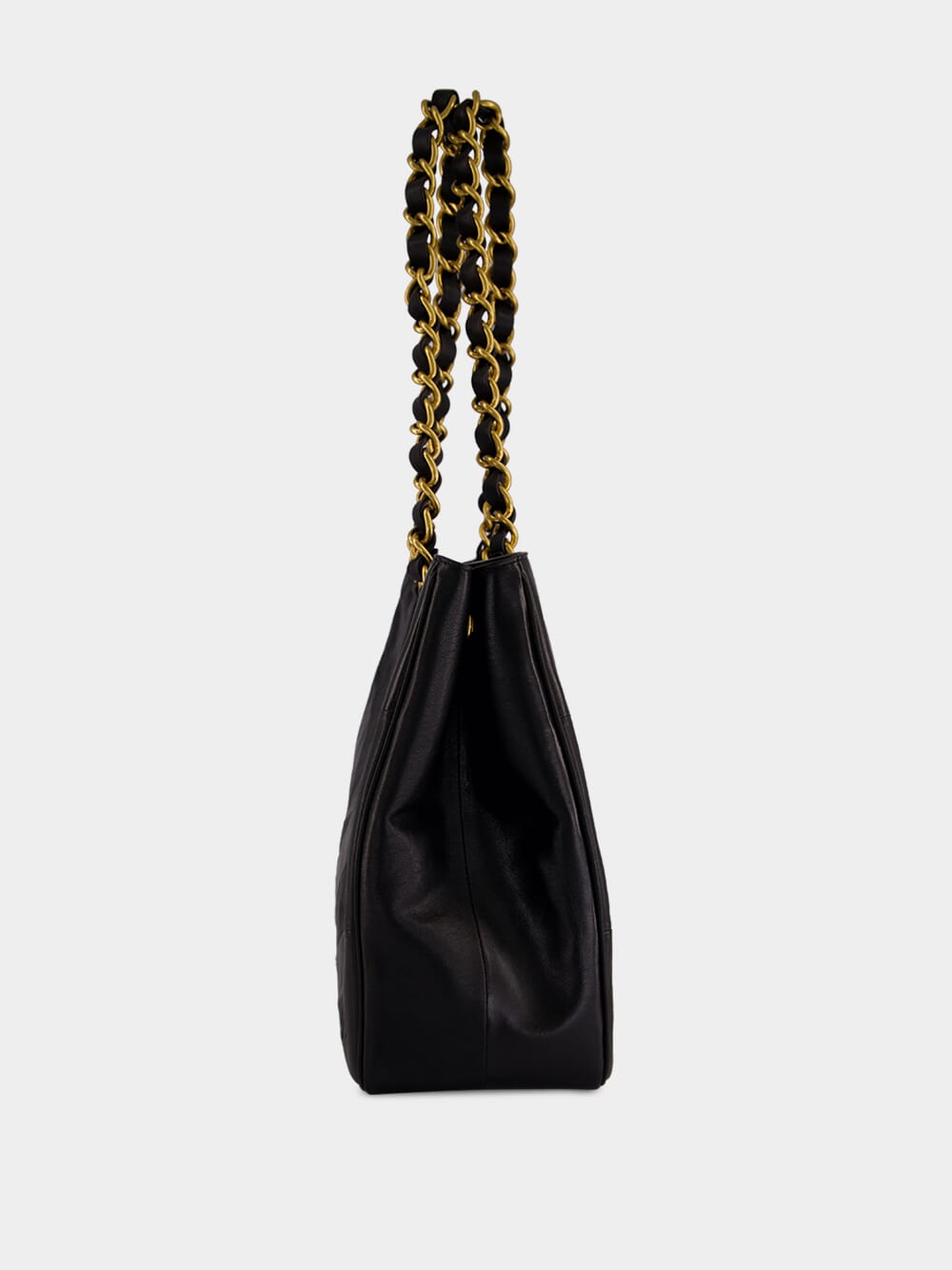 Black Laseine Nappa Leather Shopping Bag