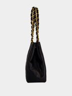 Black Laseine Nappa Leather Shopping Bag