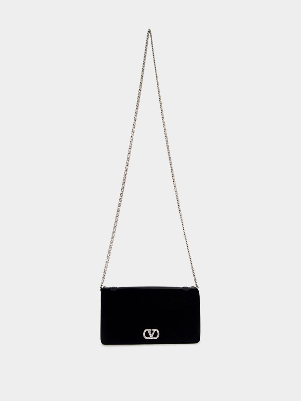 Black Cotton Crystal Logo Clutch