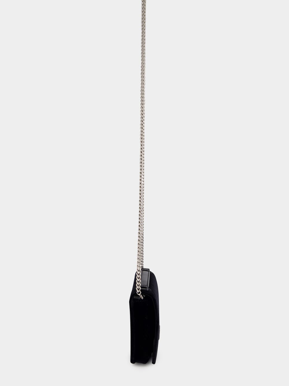 Black Cotton Crystal Logo Clutch