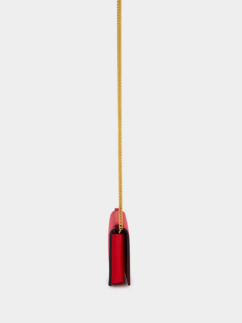 Red Calfskin Clutch with Chain Strap
