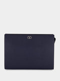 Marine Blue Leather Pouch