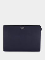 Marine Blue Leather Pouch