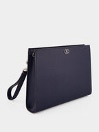 Marine Blue Leather Pouch