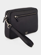 Black Calf Leather Wrist Pouch