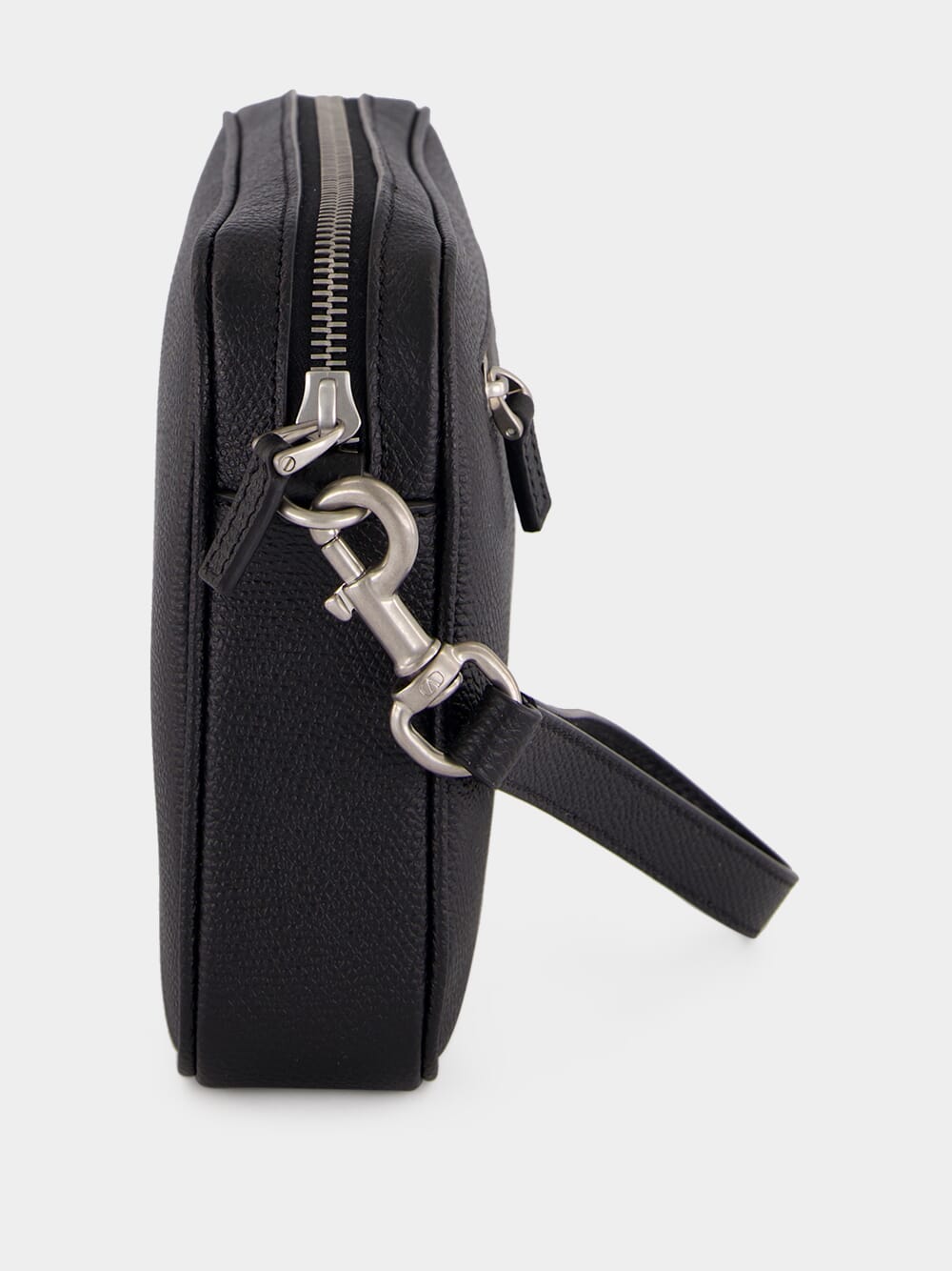 Black Calf Leather Wrist Pouch