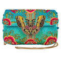 Mary Frances Butterfly Love Spring Floral Bag Beaded Handbag Blue Pink Purse NEW