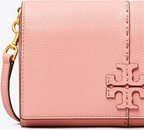 Tory Burch McGraw Wallet Crossbody Pink Magnolia Bag Leather Handbag Purse NEW